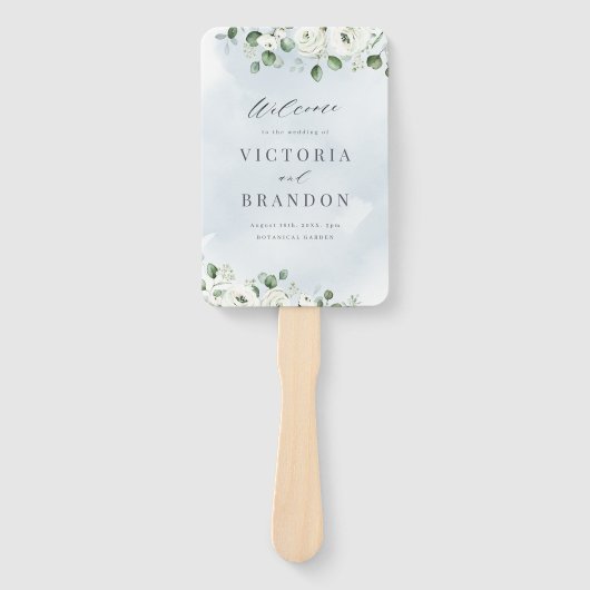 Eukalyptus Greenery Blumenzwiebeln Rustikale Hochz Fächer (Vorderseite)