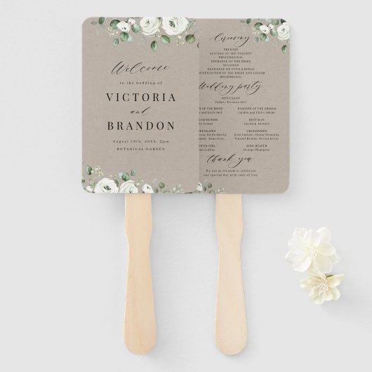 Eukalyptus Greenery Blumenzwiebeln Rustikale Hochz Fächer (Vorne und Hinten)