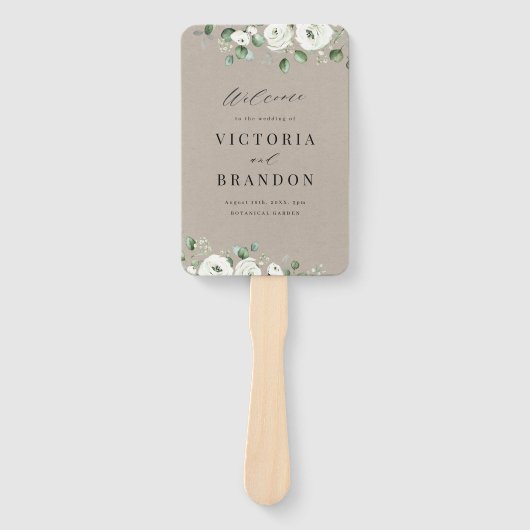 Eukalyptus Greenery Blumenzwiebeln Rustikale Hochz Fächer (Vorderseite)