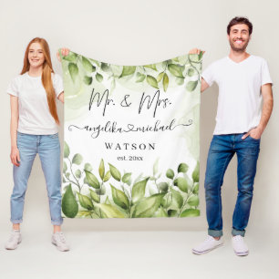 Eukalyptus Greenery Blush Modernes, trendy Script  Fleecedecke