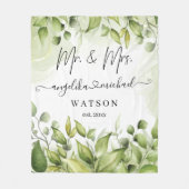 Eukalyptus Greenery Blush Modernes, trendy Script  Fleecedecke (Vorderseite)