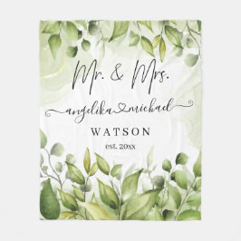 Eukalyptus Greenery Blush Modernes, trendy Script  Fleecedecke