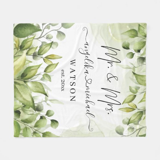 Eukalyptus Greenery Blush Modernes, trendy Script  Fleecedecke (Vorderseite (Horizontal))