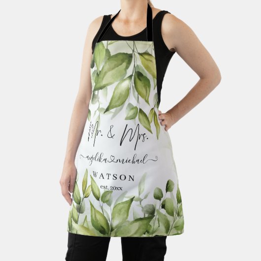 Eukalyptus Greenery Blush Modernes, trendy Script Schürze (InSitu)