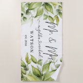 Eukalyptus Greenery Blush Modernes, trendy Script Strandtuch (Vorderseite)