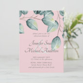 Eukalyptus Greenery Blush Pink Navy Blue Wedding (Stehend Vorderseite)