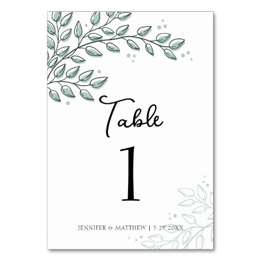 Eukalyptus Greenery Boho Elegante Table Card Tischnummer (Rückseite)