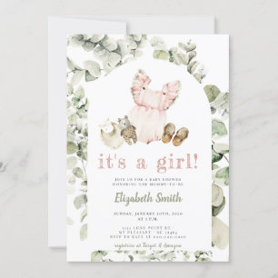 Eukalyptus Greenery Boho Es ist eine Girl Baby Dus Einladung
