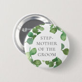 Eukalyptus Greenery Boho Floral Wedding Name Button (Vorne & Hinten)