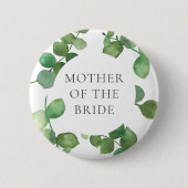 Eukalyptus Greenery Boho Floral Wedding Name Button (Vorderseite)
