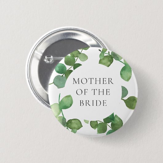 Eukalyptus Greenery Boho Floral Wedding Name Button (Vorne & Hinten)