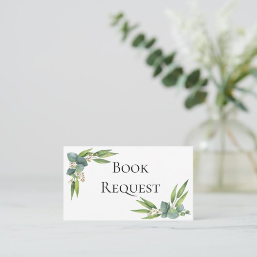 Eukalyptus Greenery Book Request Card Platzkarte (Stehend Vorderseite)
