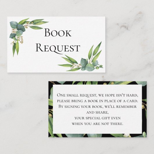 Eukalyptus Greenery Book Request Card Platzkarte (Vorne/Hinten)