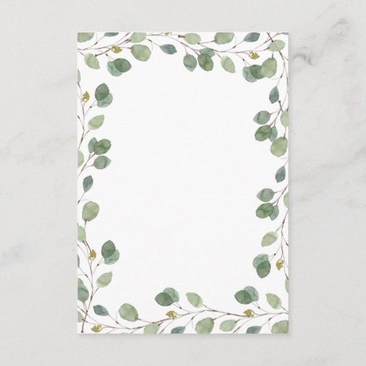 Eukalyptus Greenery Border | Angaben zum Hochzeitg Begleitkarte (Rückseite)