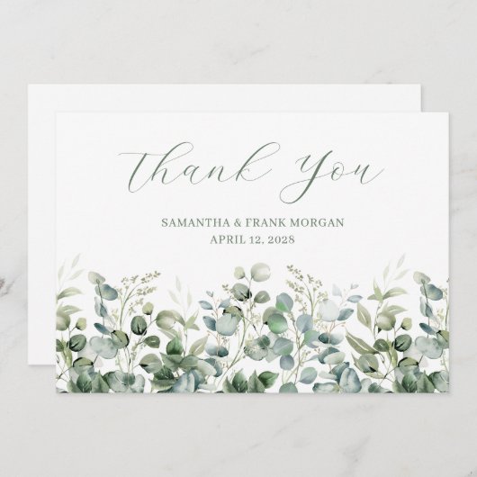 Eukalyptus Greenery Border Wedding Dankeskarte (Vorne/Hinten)