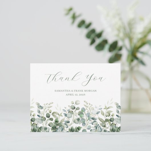 Eukalyptus Greenery Border Wedding Postkarte (Stehend Vorderseite)