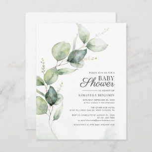 Eukalyptus Greenery Botanical Boy Baby Shower Einladung