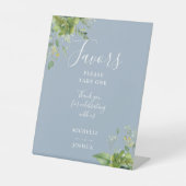 Eukalyptus Greenery Botanical Dusty Blue Favors Sockelschild (Vorderseite)