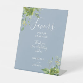 Eukalyptus Greenery Botanical Dusty Blue Favors Sockelschild