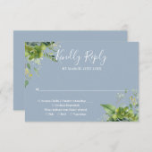 Eukalyptus Greenery Botanical Dusty Blue Wedding RSVP Karte (Vorne/Hinten)