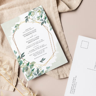 Eukalyptus Greenery Botanical Geometric Wedding Einladungspostkarte