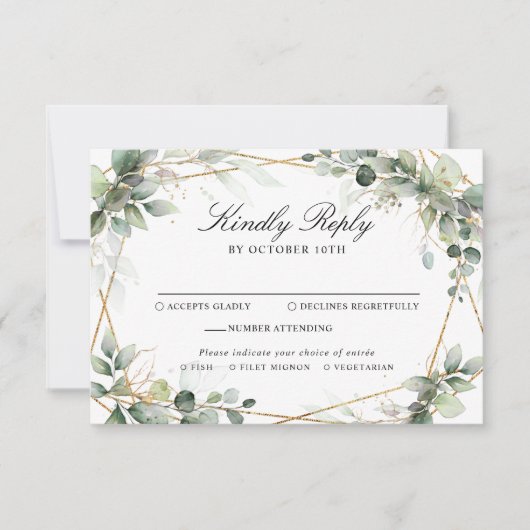 Eukalyptus Greenery Botanical Geometric Wedding RSVP Karte (Vorderseite)