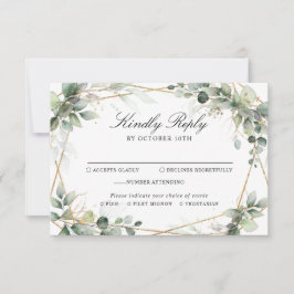 Eukalyptus Greenery Botanical Geometric Wedding RSVP Karte