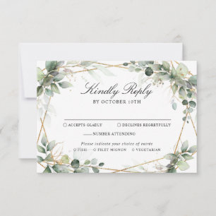 Eukalyptus Greenery Botanical Geometric Wedding RSVP Karte