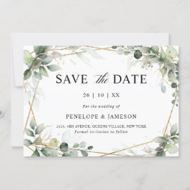 Eukalyptus Greenery Botanical Geometric Wedding Sa Save The Date
