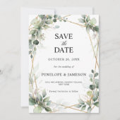 Eukalyptus Greenery Botanical Geometric Wedding Save The Date (Vorderseite)