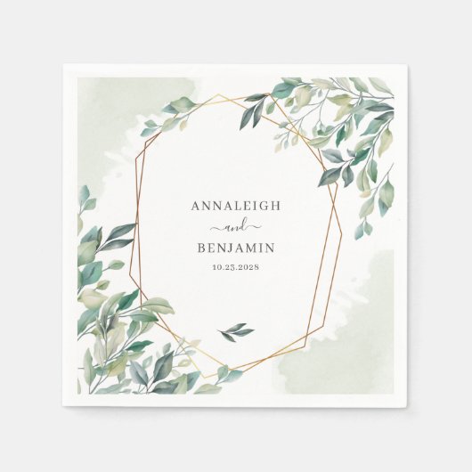 Eukalyptus Greenery Botanical Geometric Wedding Serviette (Vorderseite)