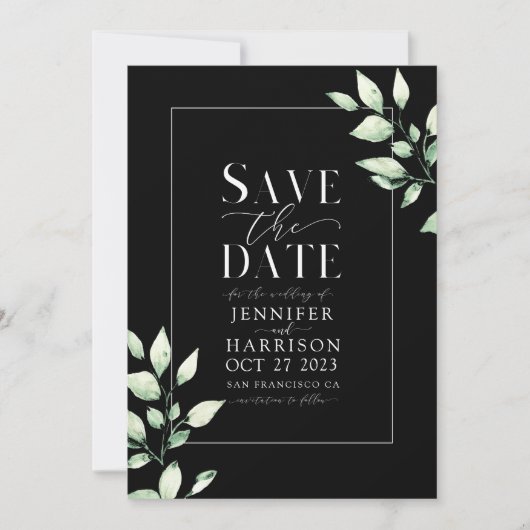 Eukalyptus Greenery Botanical Green Save the Date Einladung (Vorderseite)