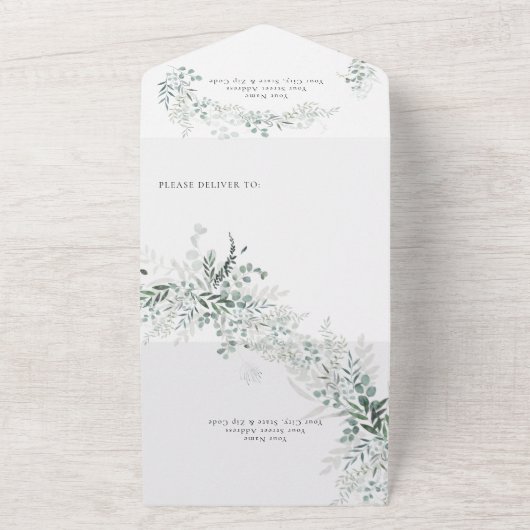 Eukalyptus Greenery Botanical QR Code Wedding All In One Einladung (Außenbereich)