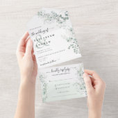 Eukalyptus Greenery Botanical QR Code Wedding All In One Einladung (Abreißen)