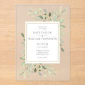 Eukalyptus Greenery Botanical Watercolor Wedding Acryleinladungen (Vorderseite)