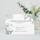 Eukalyptus Greenery Botanical Watercolor Wedding RSVP Karte (Stehend Vorderseite)