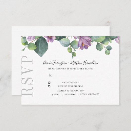 Eukalyptus Greenery Botanical Wedding RSVP (Vorne/Hinten)