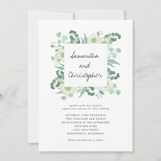 Eukalyptus Greenery Botanicals Hochzeit Einladung (Vorderseite)