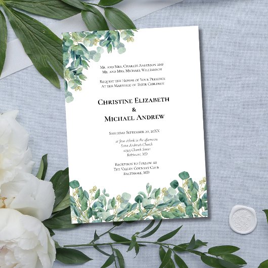 Eukalyptus Greenery Botanische Feierliche Hochzeit Einladung