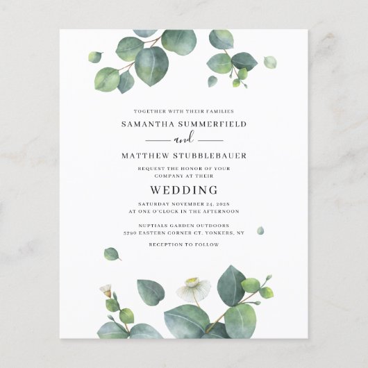 Eukalyptus Greenery Botanische Hochzeit (Vorderseite)