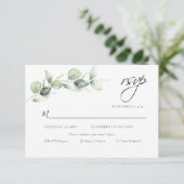 Eukalyptus Greenery Botanische Hochzeit RSVP Karte (Stehend Vorderseite)