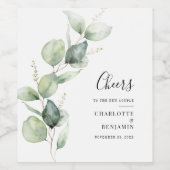 Eukalyptus Greenery Botanische Hochzeit Weinetikett (Einzelnes Label)