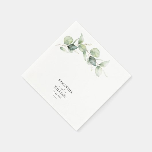 Eukalyptus Greenery Botanische Hochzeitsempfang Serviette (Ecke)