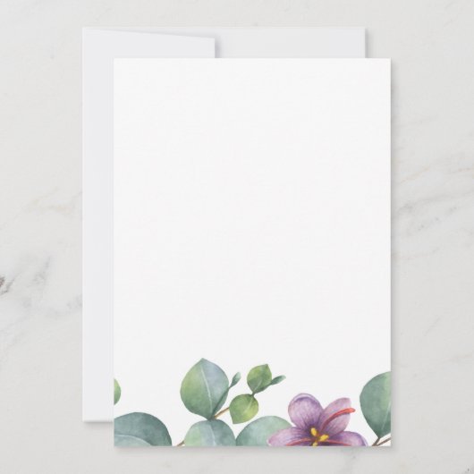 Eukalyptus Greenery Botanisches Brautparty Einladung (Rückseite)