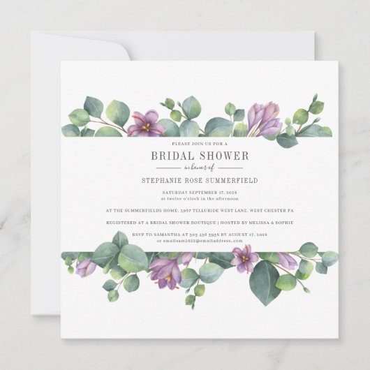 Eukalyptus Greenery Botanisches Script-Brautparty Einladung (Vorderseite)