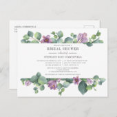 Eukalyptus Greenery Botanisches Script-Brautparty Einladungspostkarte (Vorne/Hinten)