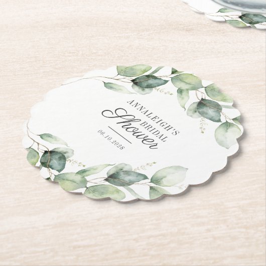 Eukalyptus Greenery Botanisches Script-Brautparty Untersetzer (angewinkelt)