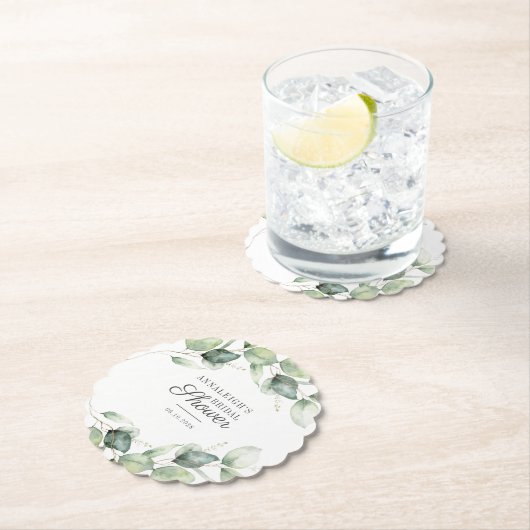 Eukalyptus Greenery Botanisches Script-Brautparty Untersetzer (Vor Ort)