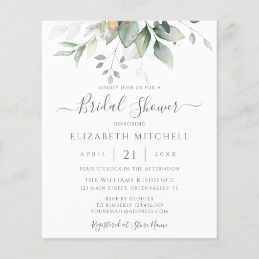 Eukalyptus Greenery Brautparty (Vorderseite)