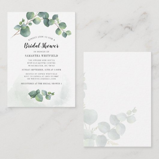Eukalyptus Greenery Brautparty Botanical Mitteilungskarte (Vorne/Hinten)